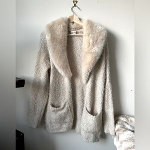 Cream fur cardigan